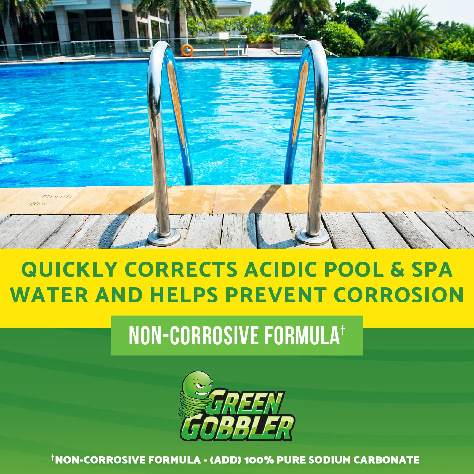 FDC Pool pH Increaser label with chart for precise dosing