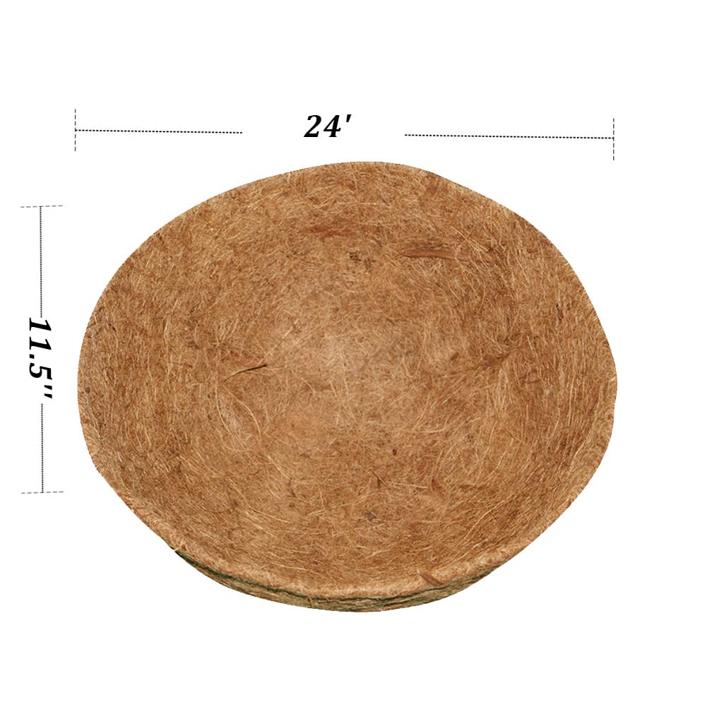 FDGARDEN natural brown coir liner in a 24-inch basket for eco-friendly gardening