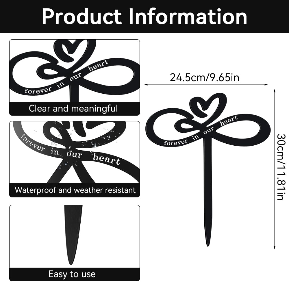 FDKYOEK heart grave marker in sturdy metal for durable outdoor remembrance.