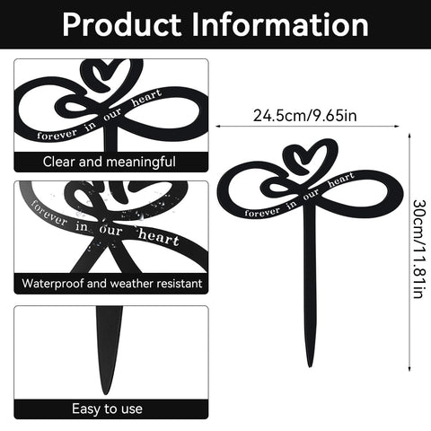 FDKYOEK heart grave marker in sturdy metal for durable outdoor remembrance.