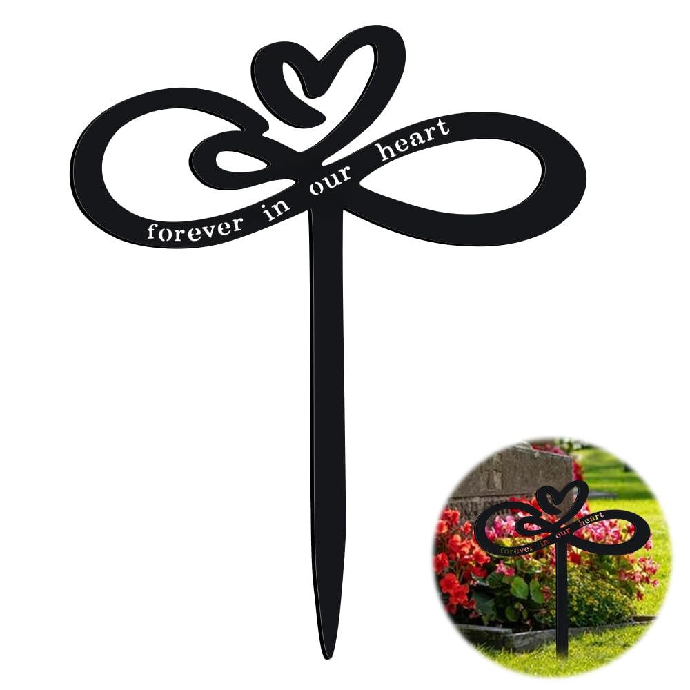 FDKYOEK memorial grave stake with heart design for a lasting cemetery tribute.