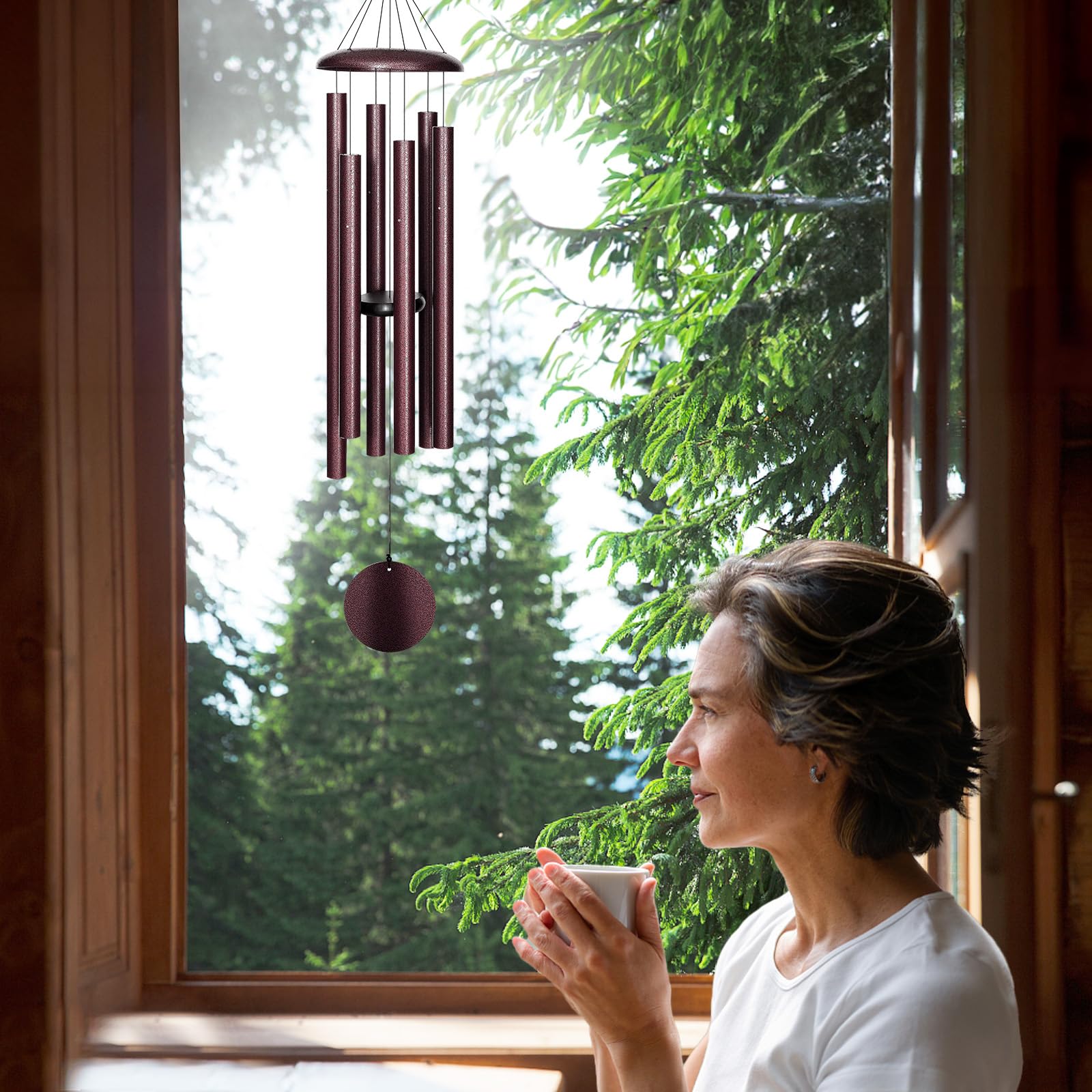 FDOCOI outdoor wind chimes hanging on a patio for serene yard ambiance.