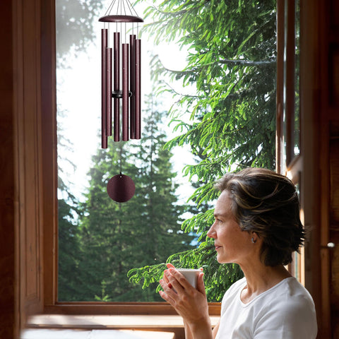 FDOCOI outdoor wind chimes hanging on a patio for serene yard ambiance.