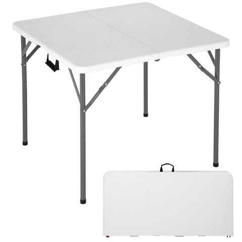 FDW 34-inch square outdoor dining table with white top for indoor or outdoor events.