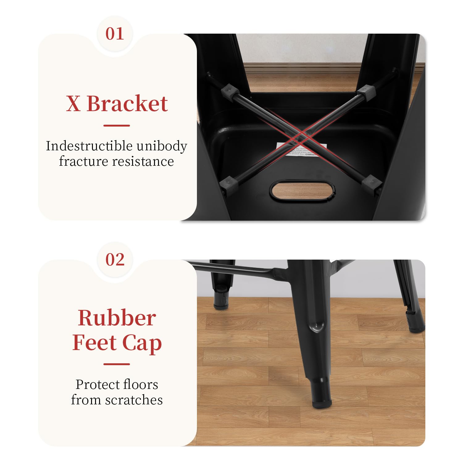 Footrest designed for relaxed seating during meals or chats