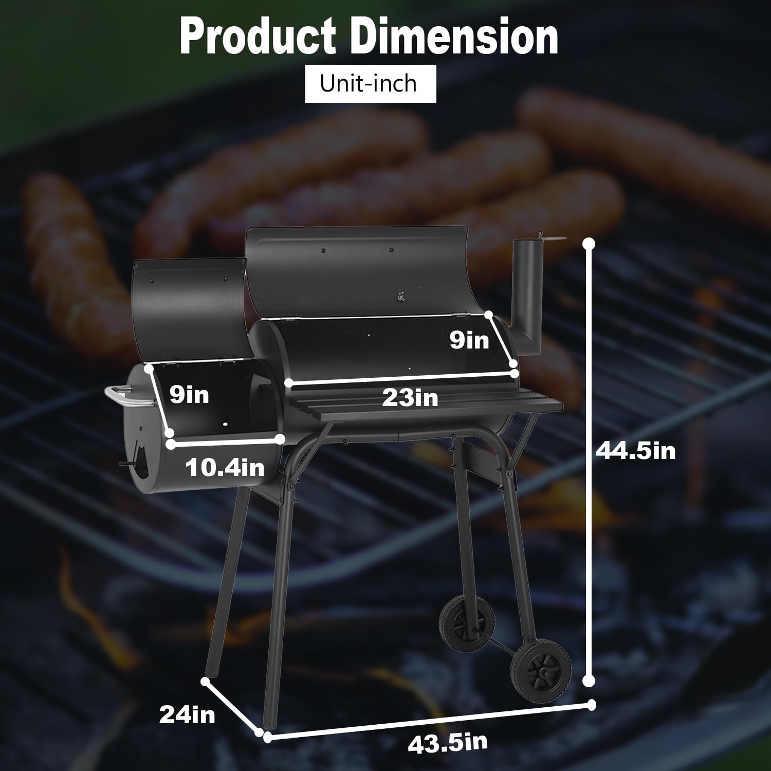 FDW 43-inch outdoor grill suitable for camping and backyard gatherings
