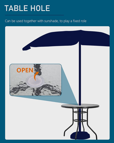 FDW dining table umbrella-hole design provides shade during meals.