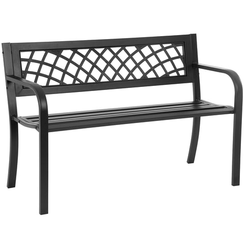 FDW garden bench backrest grid plastic: stylish outdoor seating for two.