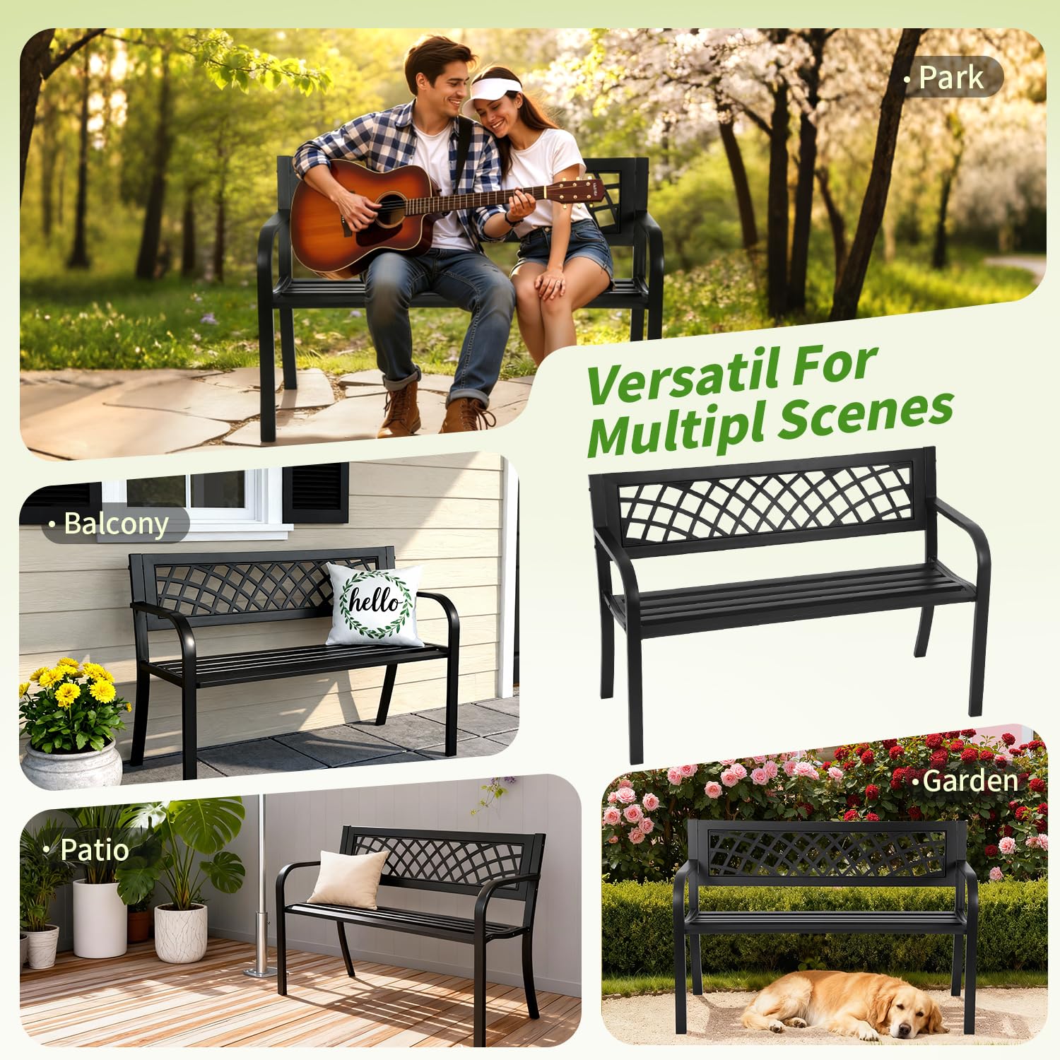 FDW garden bench in garden setting complements porch and yard decor