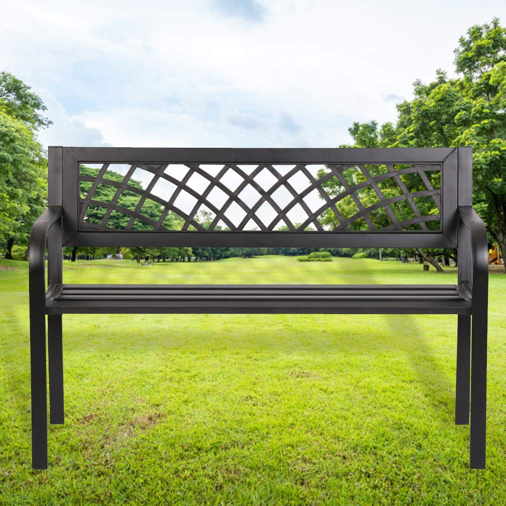 FDW garden bench with metal frame for durable outdoor seating