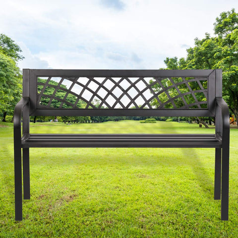 FDW garden bench with metal frame for durable outdoor seating