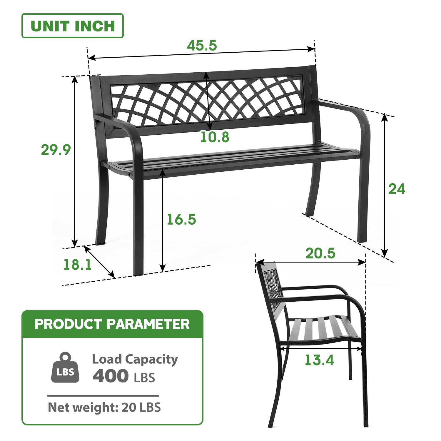FDW garden bench safety edges provide comfortable lounging.