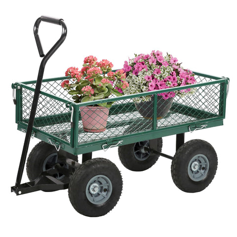 FDW Garden Cart Streel with removable sides for flatbed hauling.