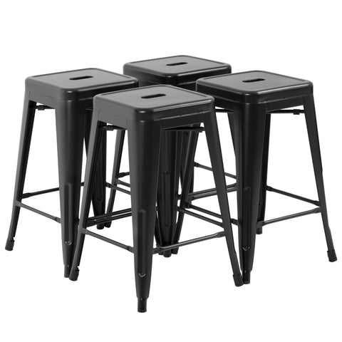 FDW metal bar stools 24in stackable design for space-saving seating