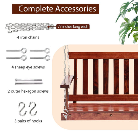 FDW porch swing adjustable chains enabling personalized height and tilt