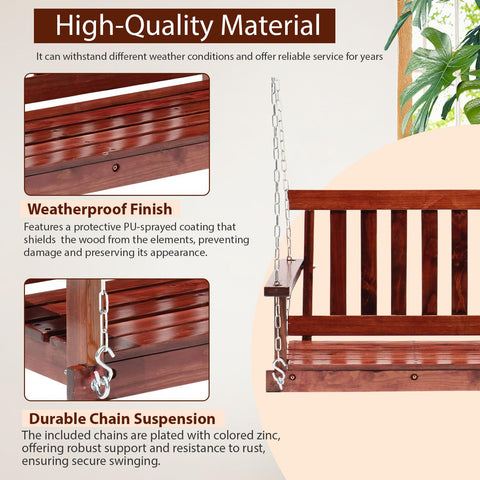 FDW porch swing backrest and armrests offering ergonomic support during sunset chats