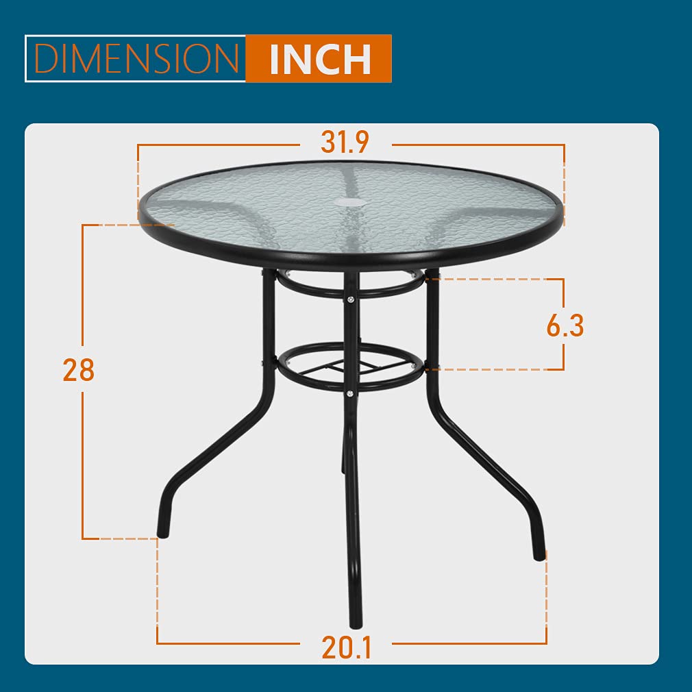 FDW patio dining table with rust-resistant coating for durable outdoor use.