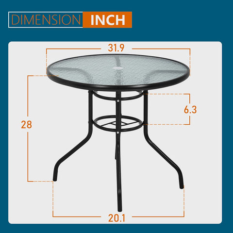 FDW patio dining table with rust-resistant coating for durable outdoor use.