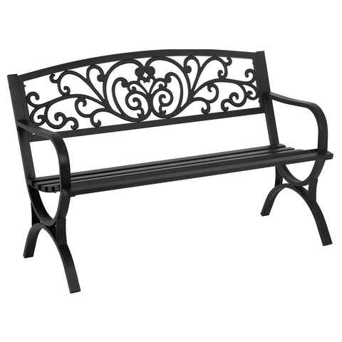 FDW patio garden bench with armrests for cozy two-person seating in outdoor spaces.
