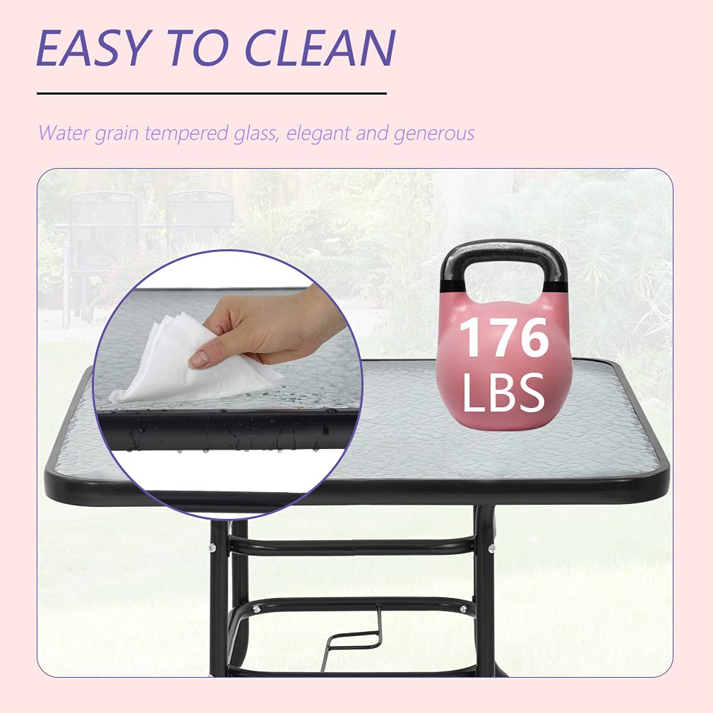 FDW tempered glass surface easy to wipe clean after outdoor meals