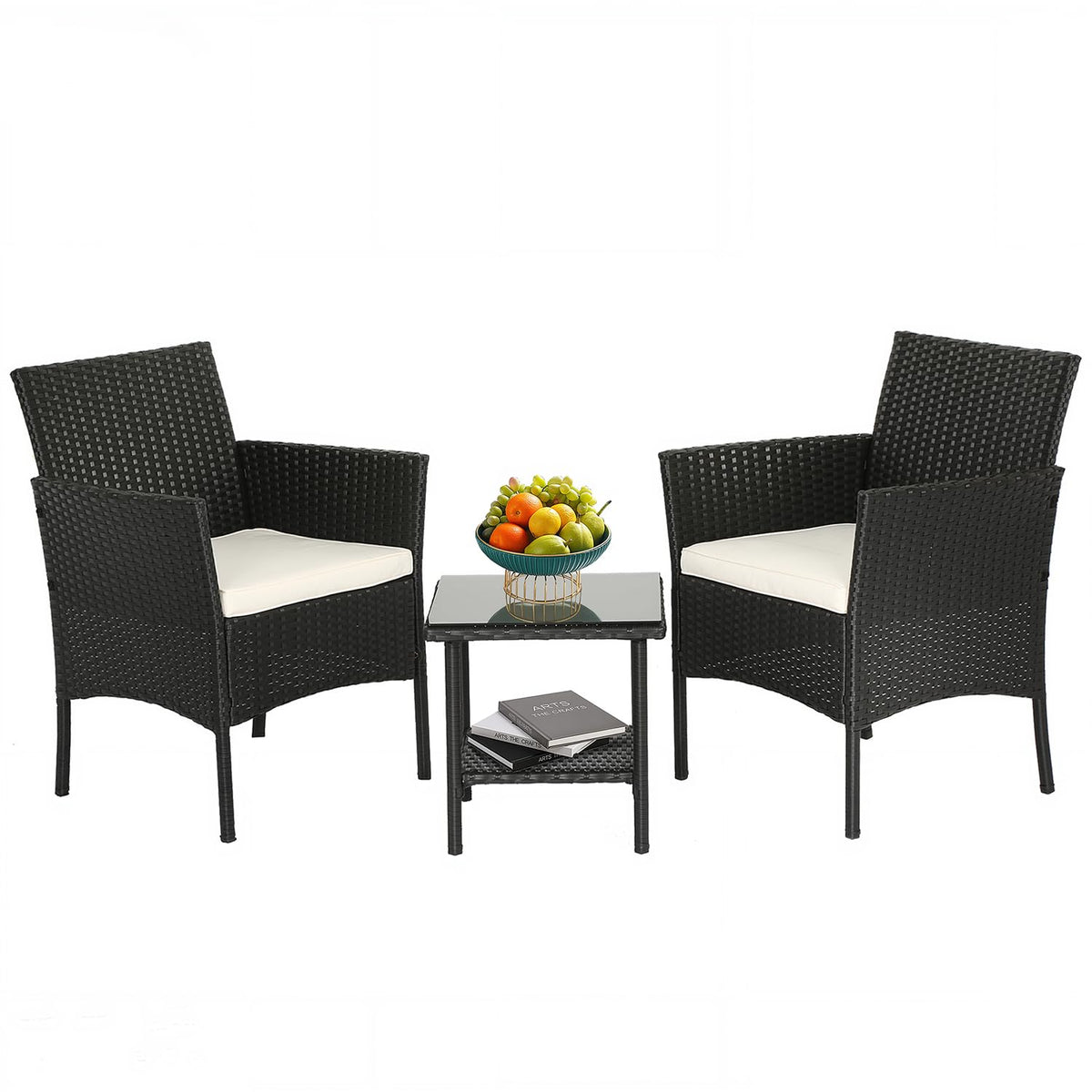 FDW wicker patio set 3-piece overview, ideal for cozy outdoor conversations.