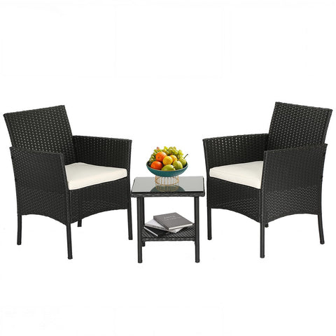 FDW wicker patio set 3-piece overview, ideal for cozy outdoor conversations.