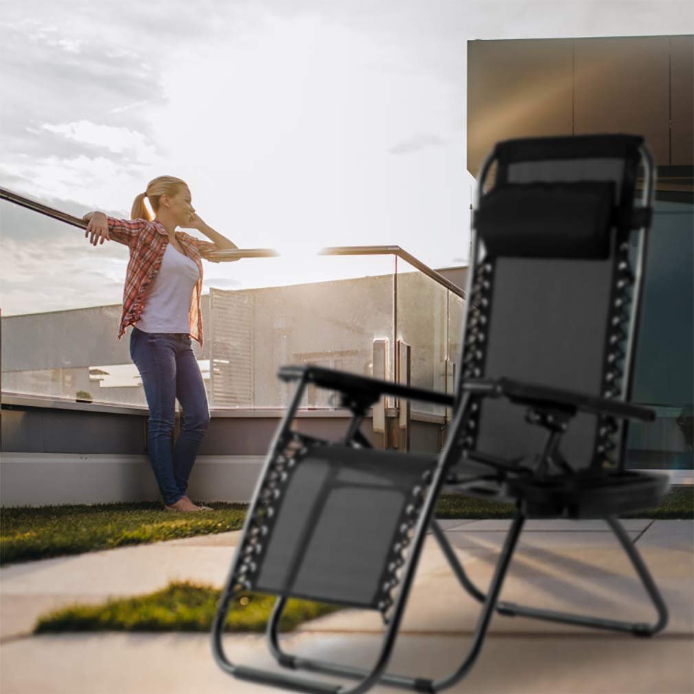 FDW Zero Gravity Lawn Chairs easy-fold design with lock mechanism.