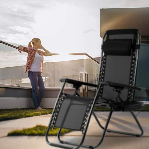 FDW Zero Gravity Lawn Chairs easy-fold design with lock mechanism.
