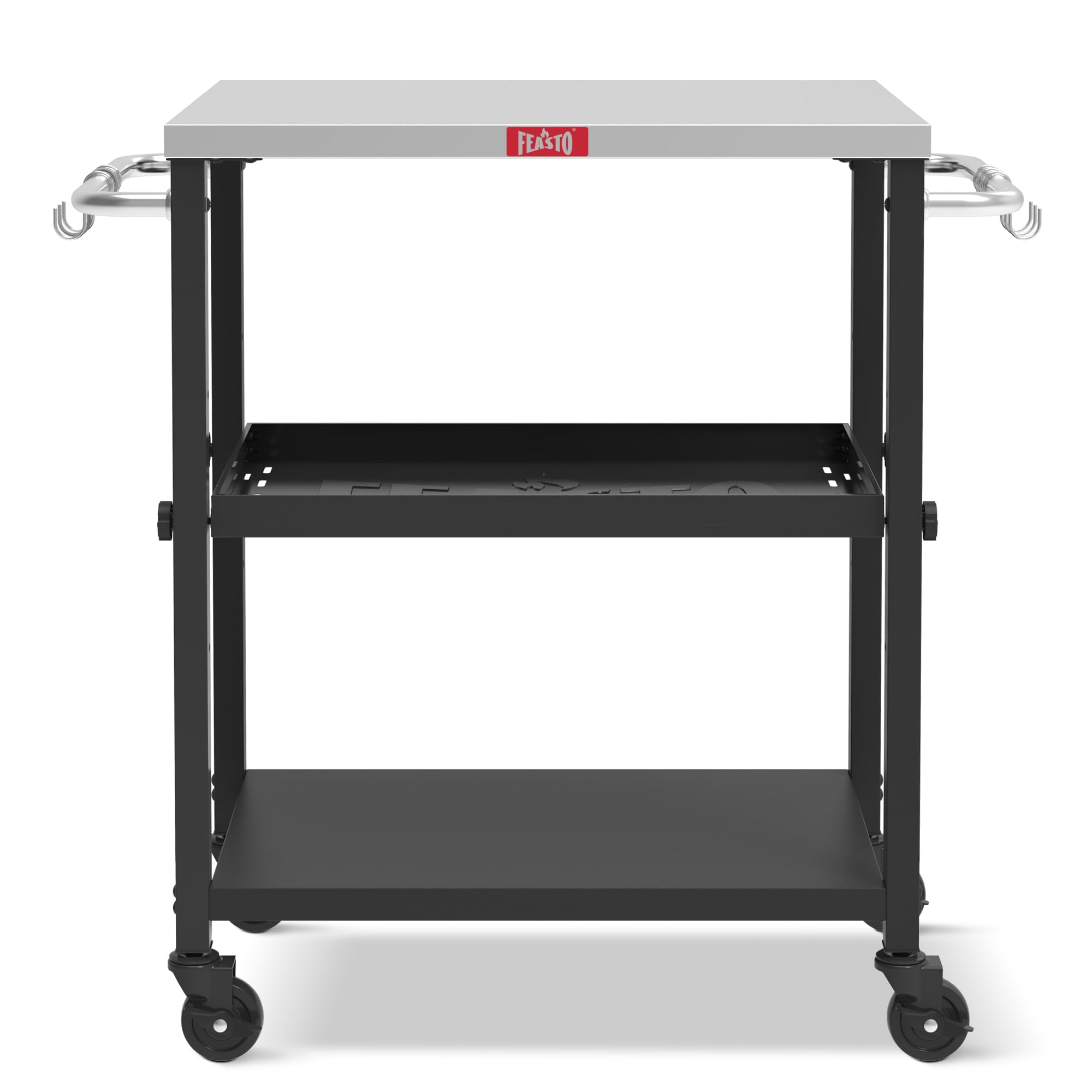 Feasto 3-Shelf Grill Table top with stainless steel surface ideal for easy cleaning