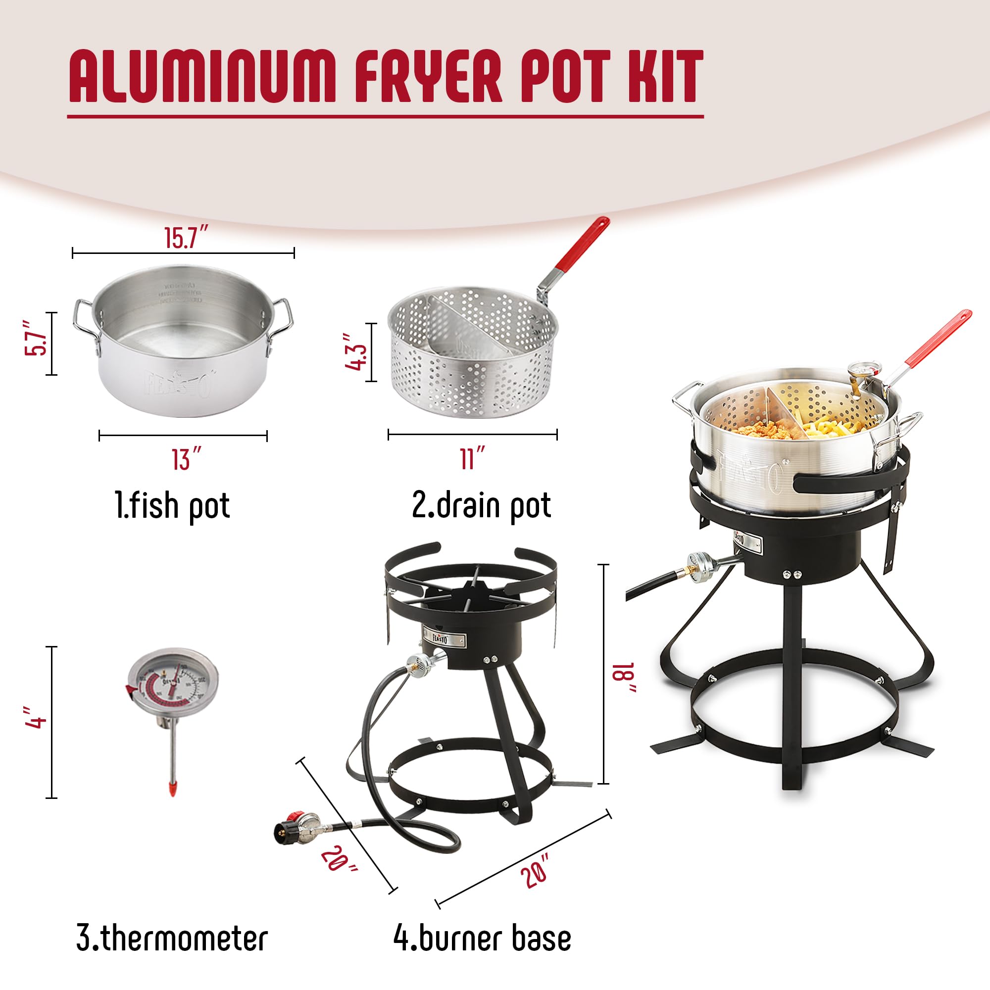 Feasto aluminum pot with partition to separate fry and boil zones.