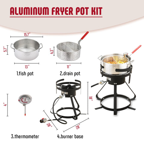 Feasto aluminum pot with partition to separate fry and boil zones.