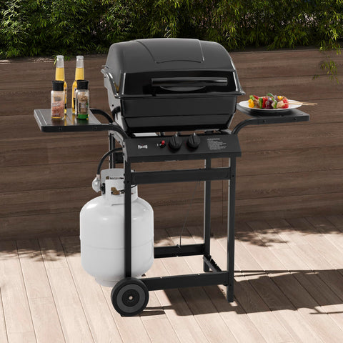 Feasto grill positioned in a backyard setting for poolside gatherings.
