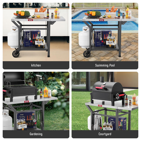 Feasto durable table supports dining or prep tasks outside and scene-ready for gatherings.