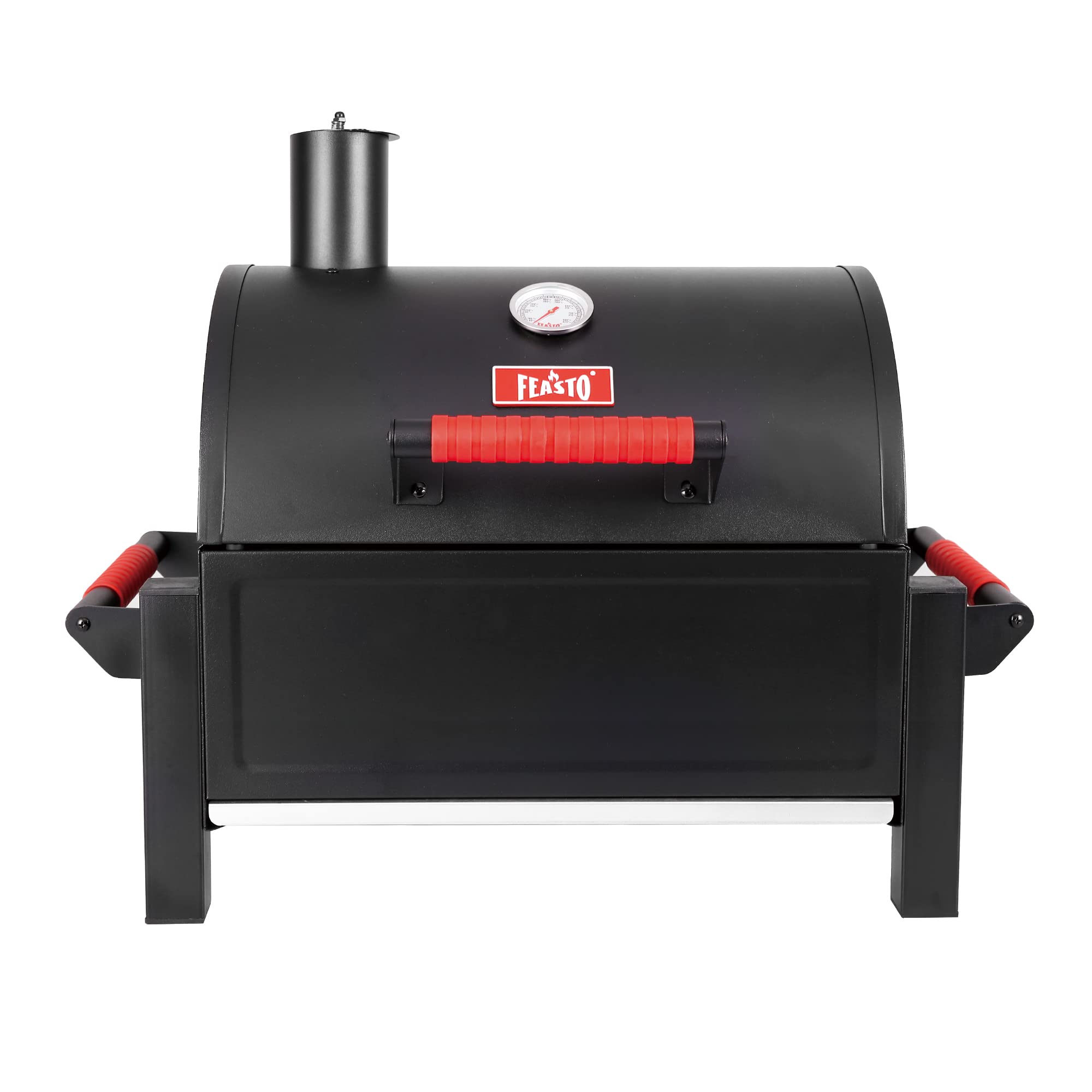 Feasto portable charcoal grill with cast iron grates for even heating during outdoor meals