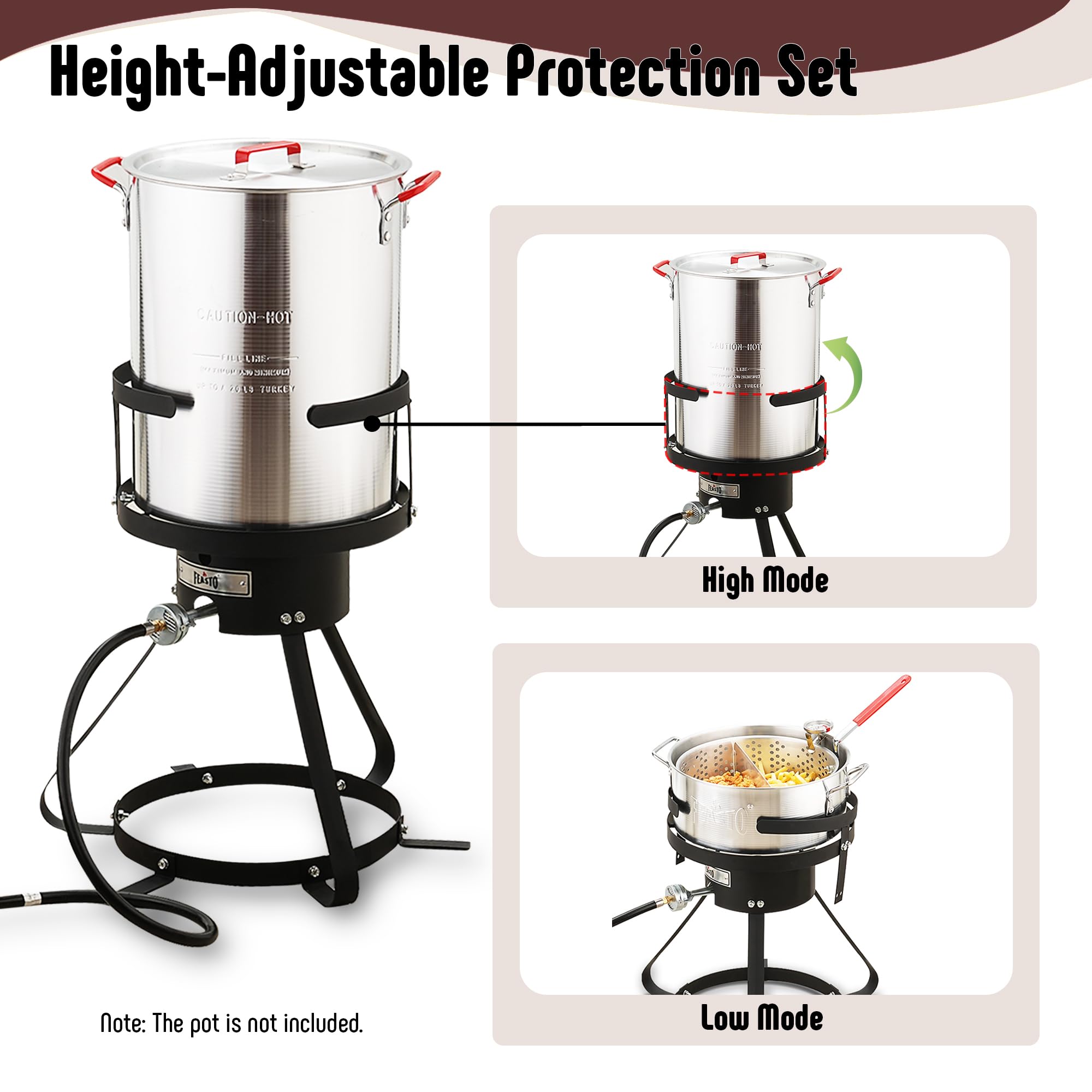 Feasto thermometer to monitor oil or water temperature during cook.
