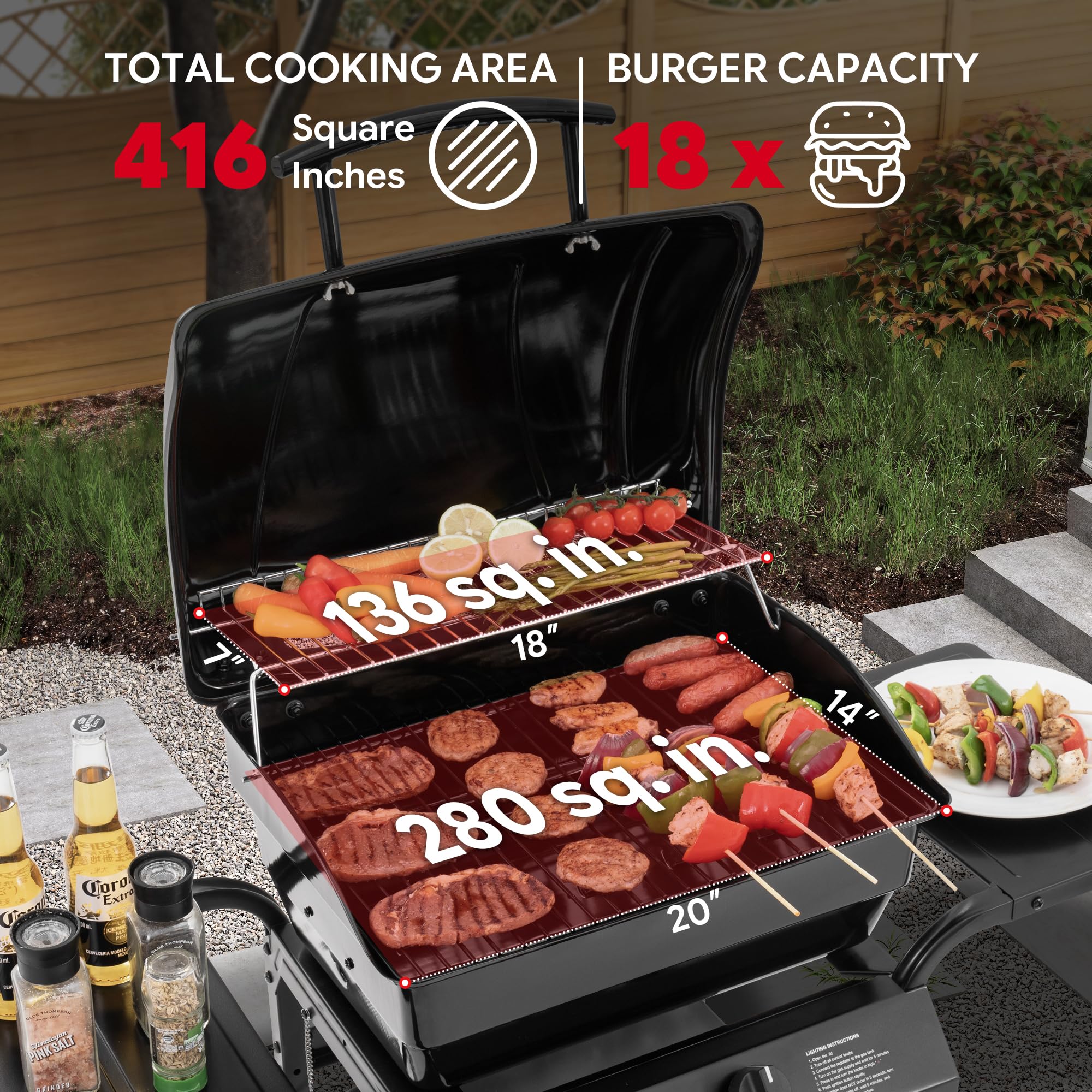Feasto warming rack detail ready to keep food warm during grilling sessions.