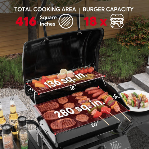 Feasto warming rack detail ready to keep food warm during grilling sessions.