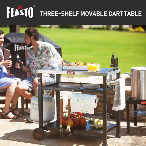 Feasto wheels-enabled cart ready for patio cooking sessions
