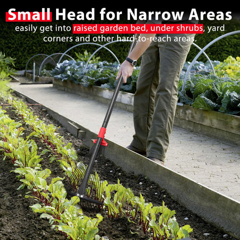 Feblomst collapsible rake for compact storage after outdoor chores.