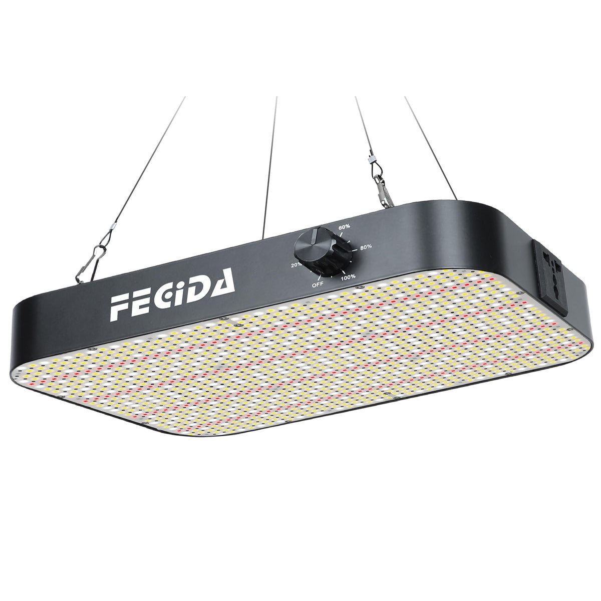 FECiDA 1200W LED grow light front view showing full spectrum for seedling to bloom.