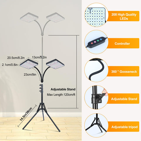 FECiDA 2026 3Head grow light 360° gooseneck angle