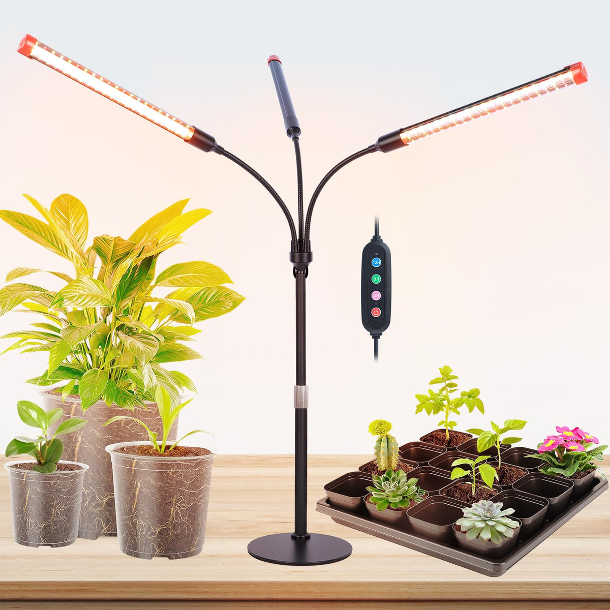 FECiDA 2026 3Head table top grow light on desk for seed starting and indoor plants