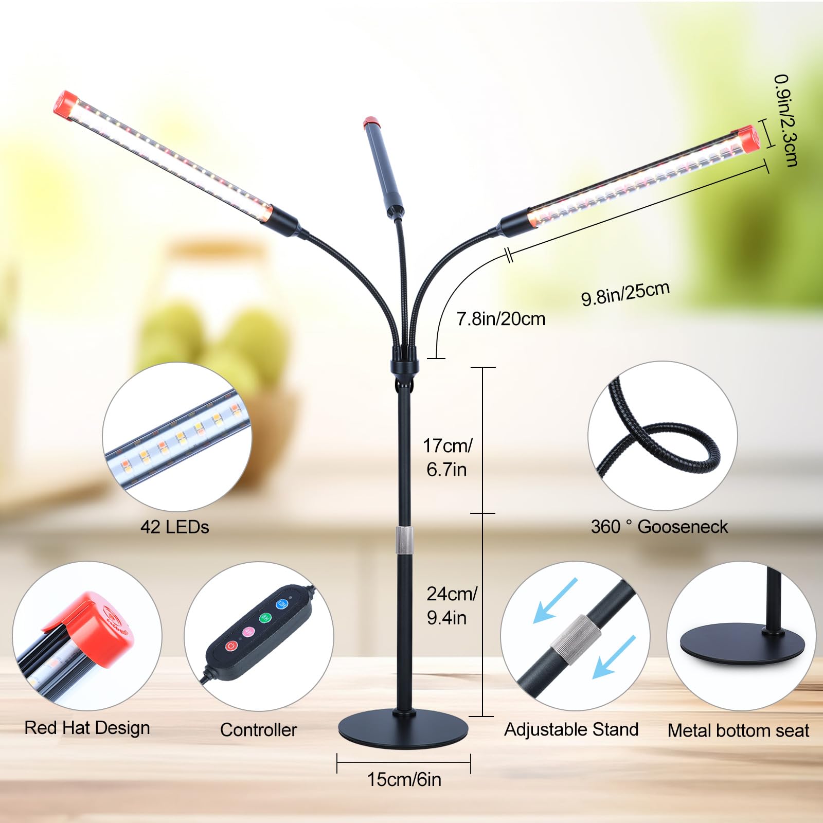 FECiDA 2026 3Head light on desk for seed starting and indoor plants