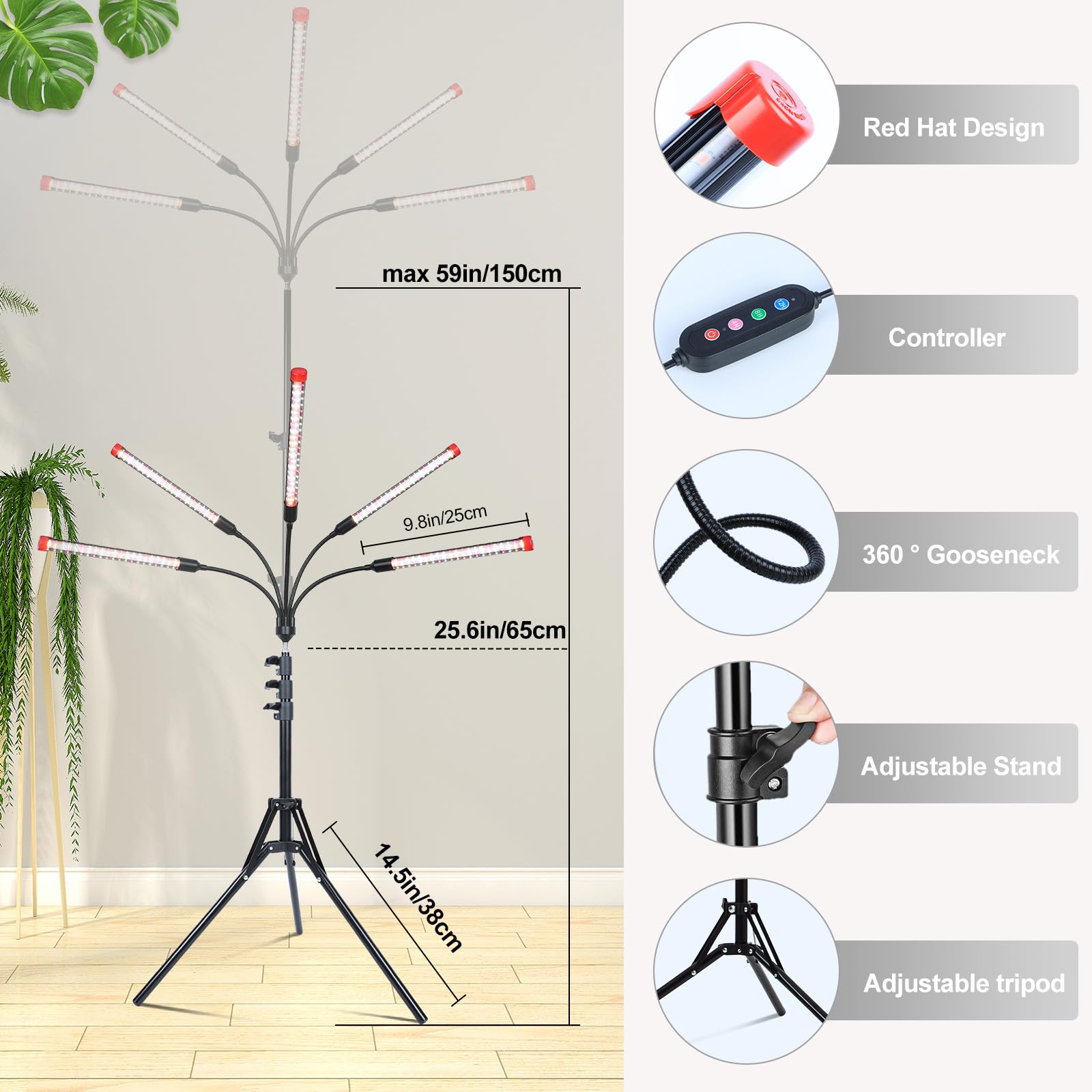 FECiDA adjustable height from 24 to 64 inches for tall plants