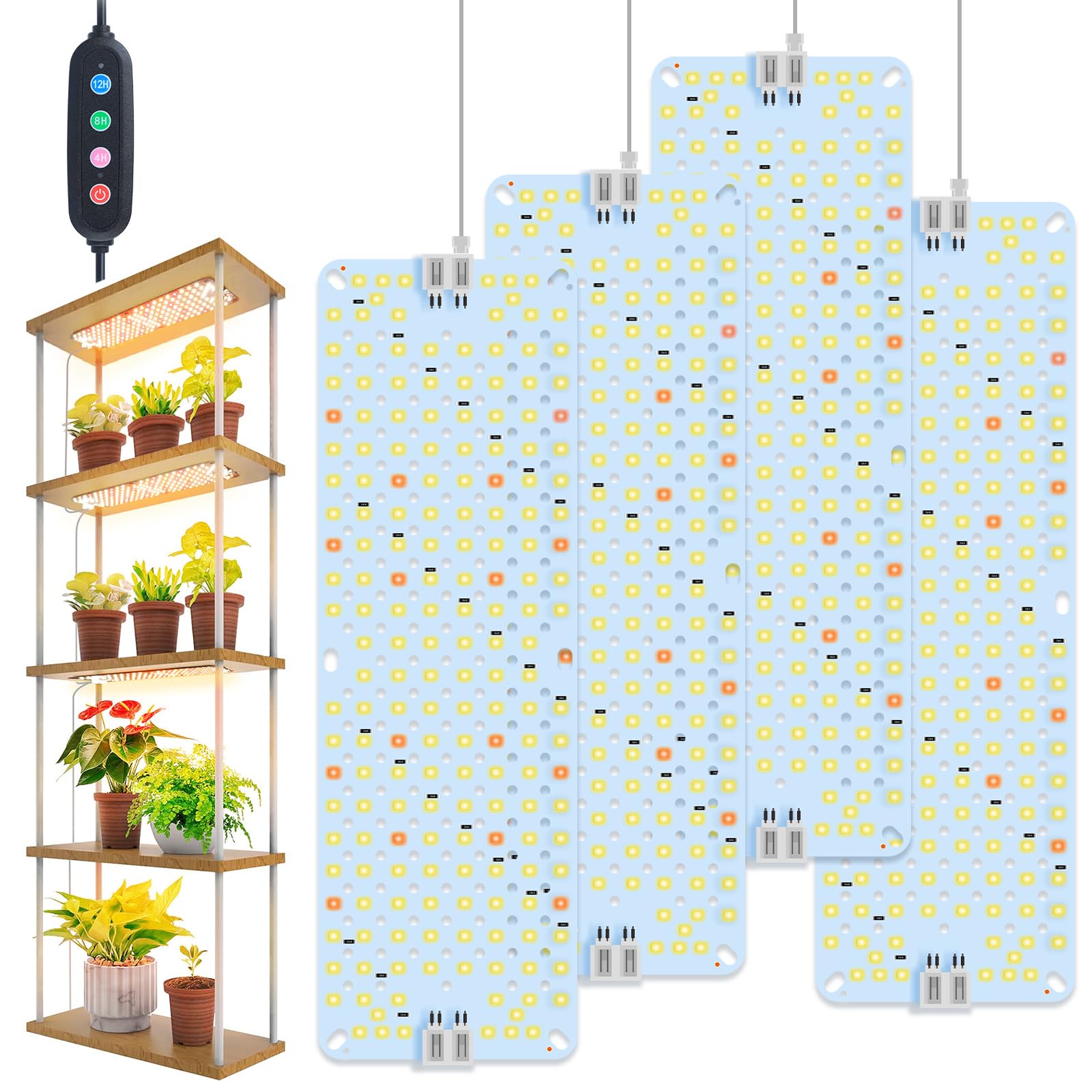 FECiDA 4-pack panel grow light front view supports lush indoor herb growth.