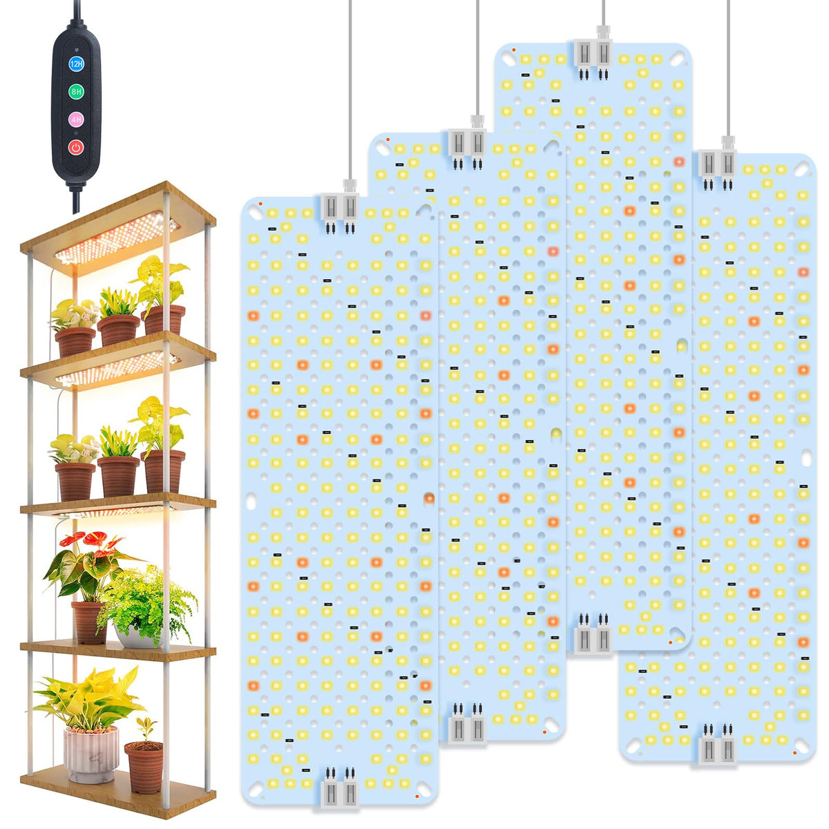 FECiDA 4-pack panel grow light front view supports lush indoor herb growth.