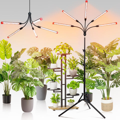FECiDA 5-head grow light with tripod stand improves indoor plant light distribution