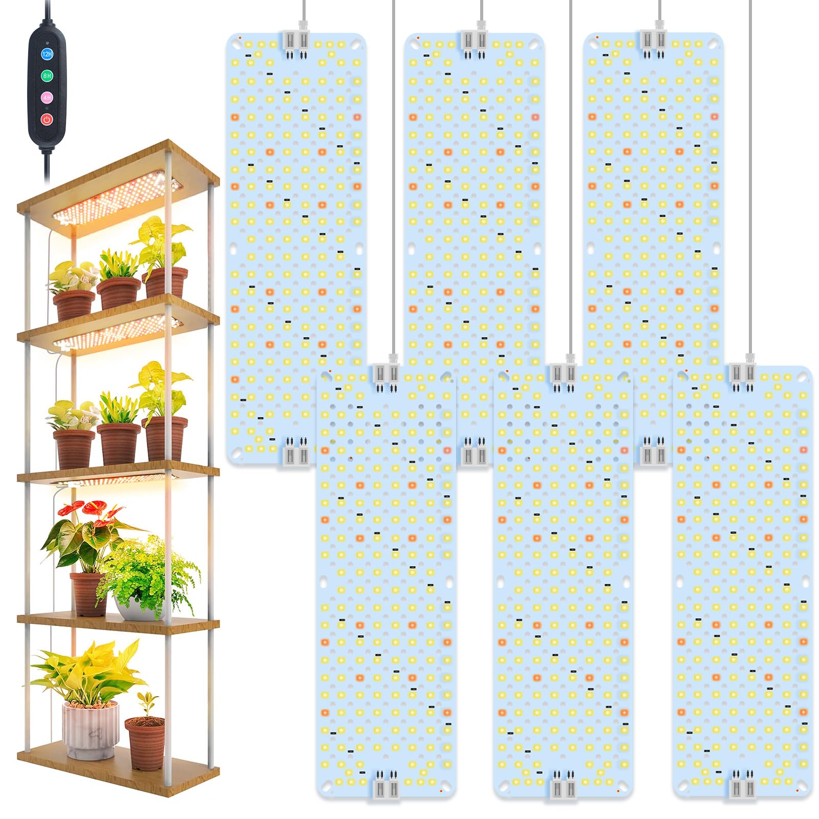 FECiDA 6-pack panel grow light close-up with 192 LEDs boosting indoor plant growth