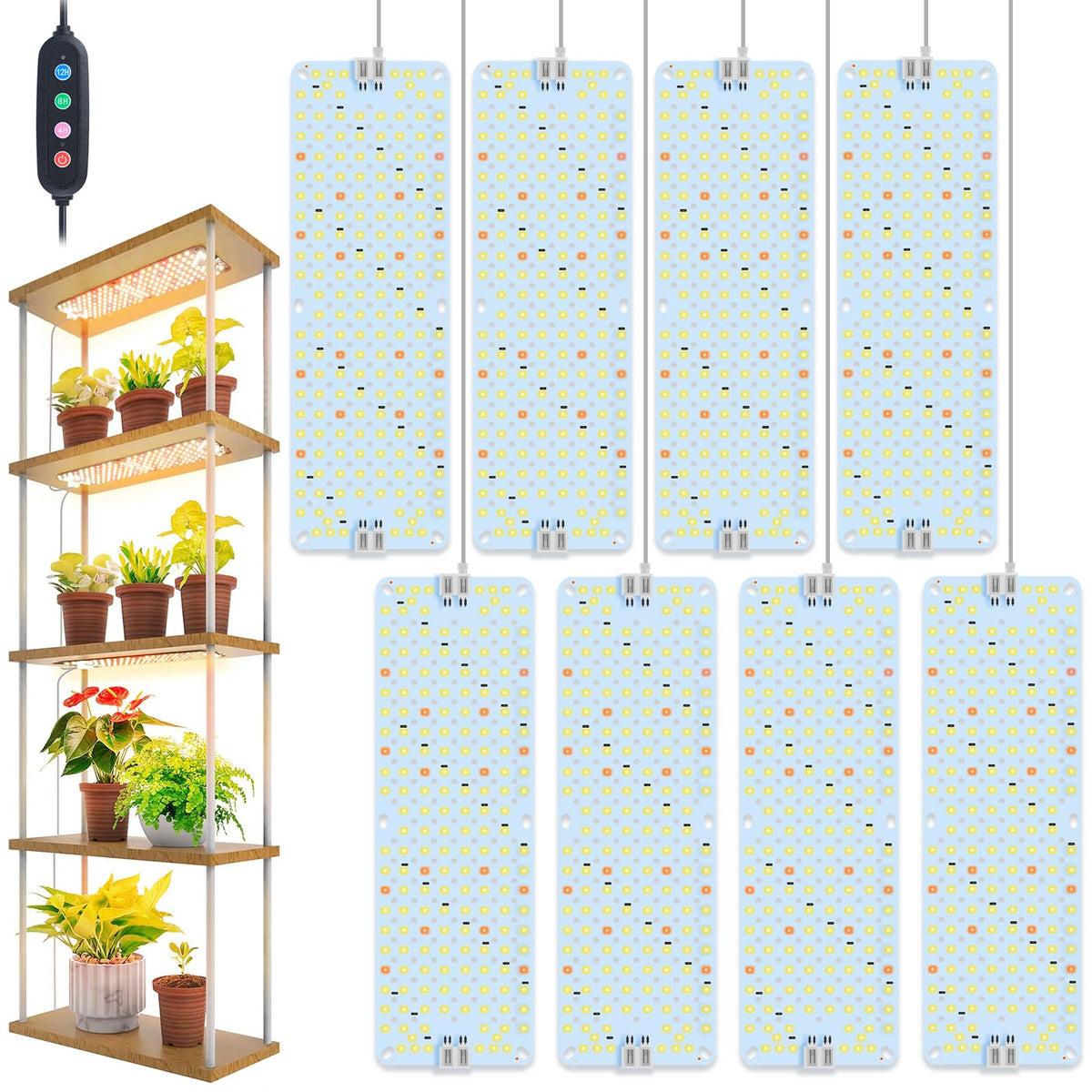 FECiDA 8-pack panel grow lights illuminate indoor herbs