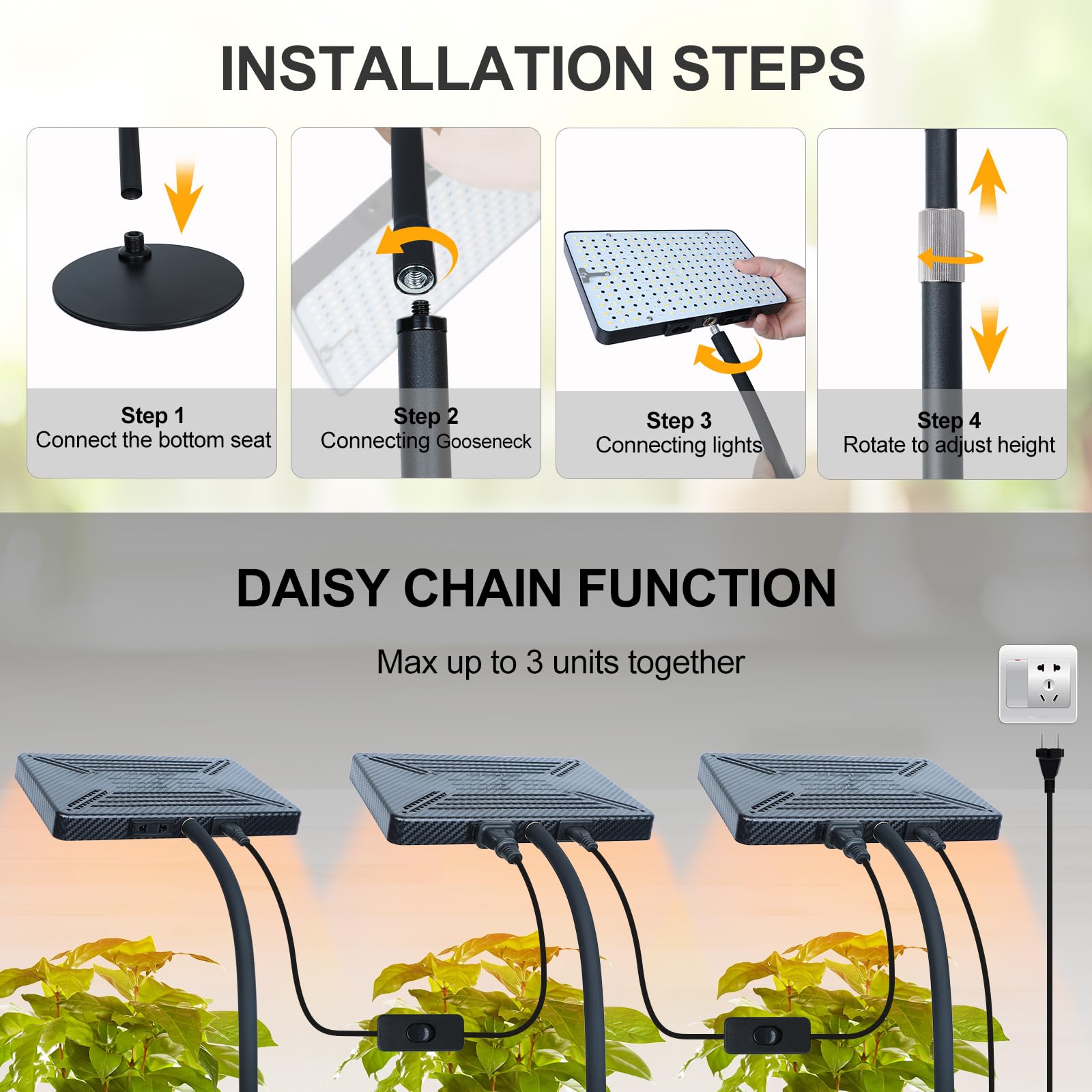 FECiDA desk grow light daisy chain enables multiple fixtures